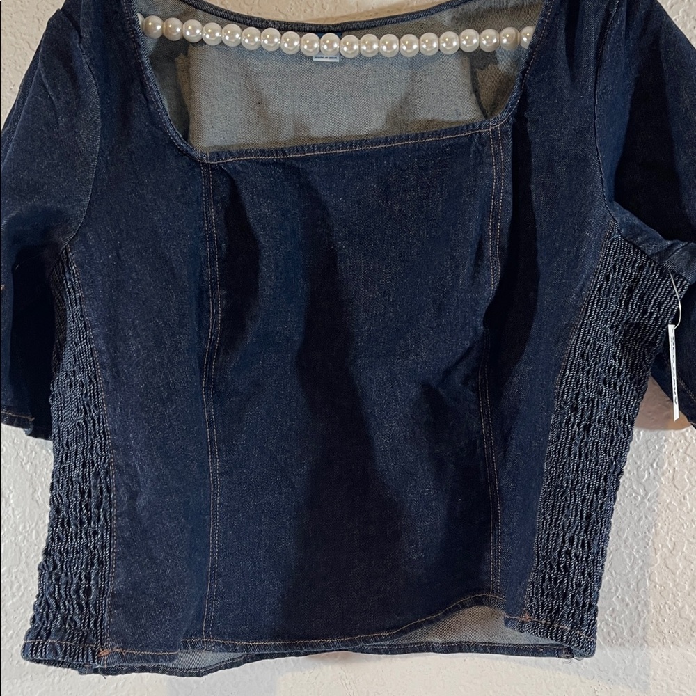 OLD NAVY Square-Neck Denim Cropped Top Size XL NEW - Picture 5 of 15